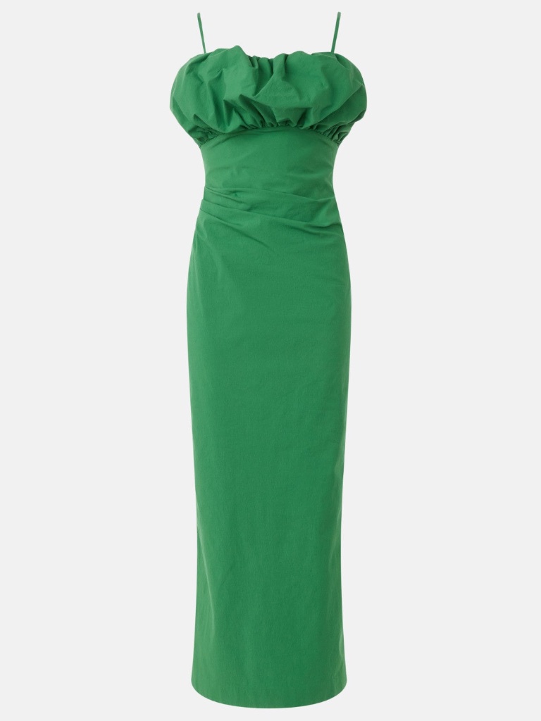 Shona Joy Campbell Green Midi Dress Bubble Bodice - Size Us 2